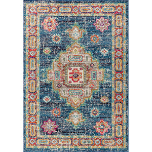 Blue Bohemian FLAIR Boho Vintage Medallion Area Rug