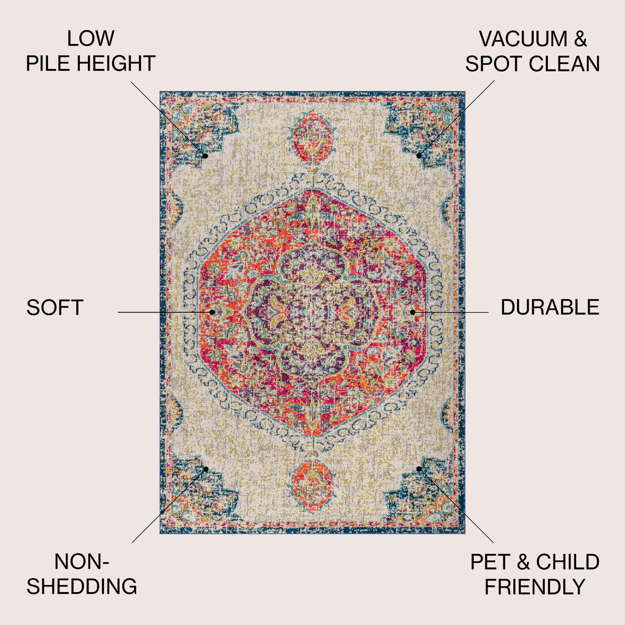 Bohemian Boho Vintage Medallion Area Rug