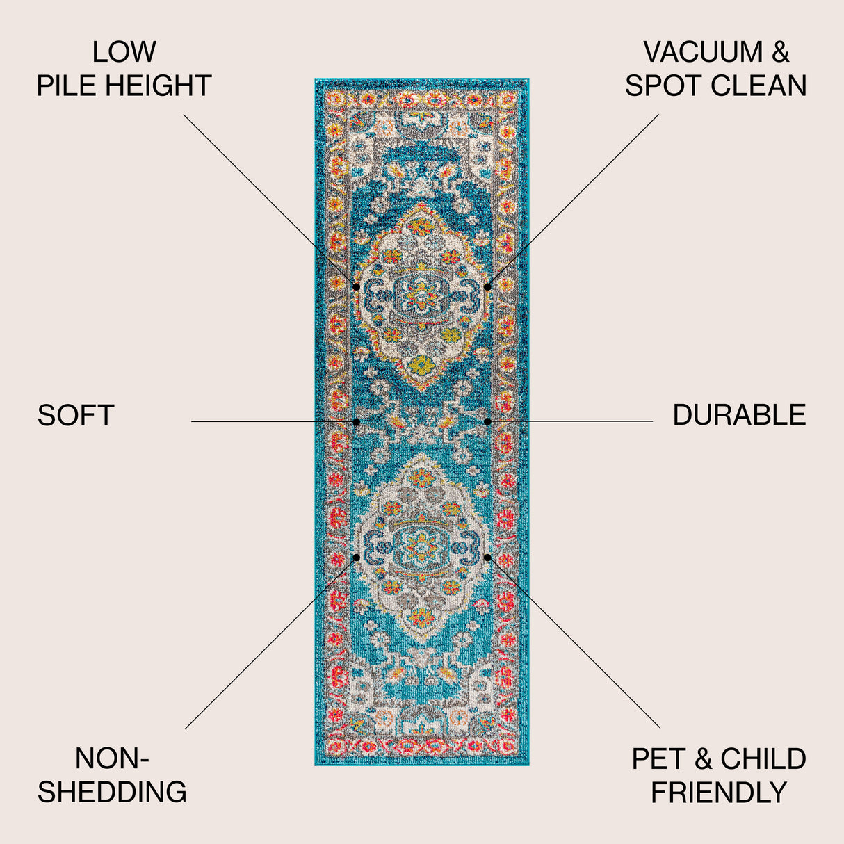 Bohemian FLAIR Boho Vintage Runner Rug