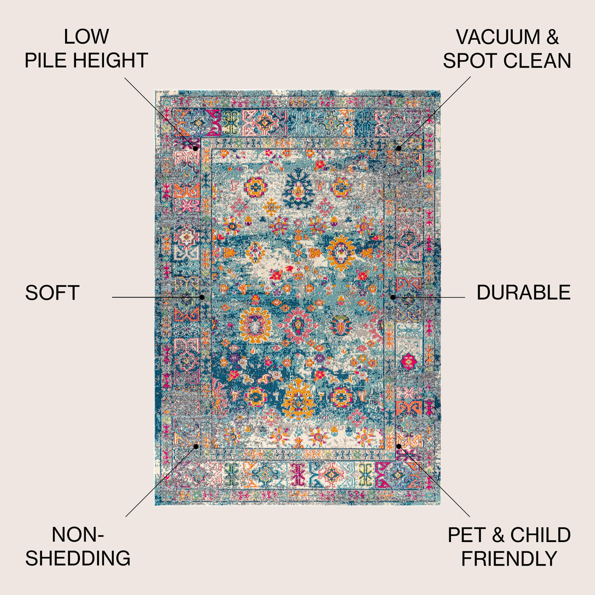 Bohemian Boho Vintage Medallion Area Rug