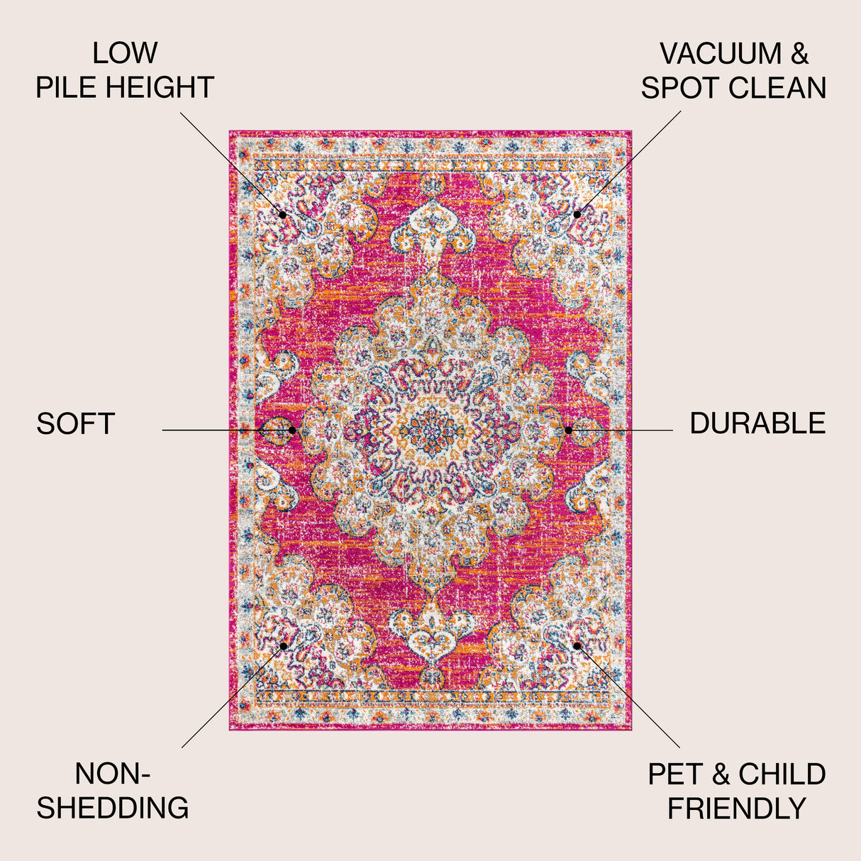 Bohemian FLAIR Boho Vintage Medallion Area Rug