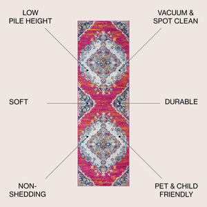 Blue Bohemian FLAIR Boho Vintage Runner Rug