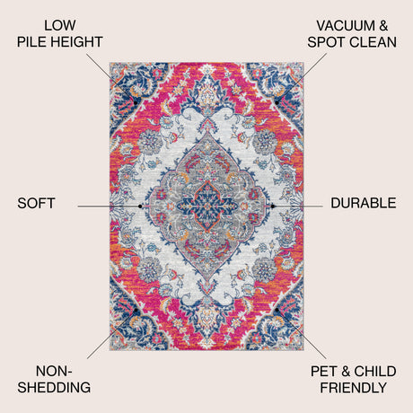 Multi Bohemian FLAIR Boho Vintage Medallion Area Rug