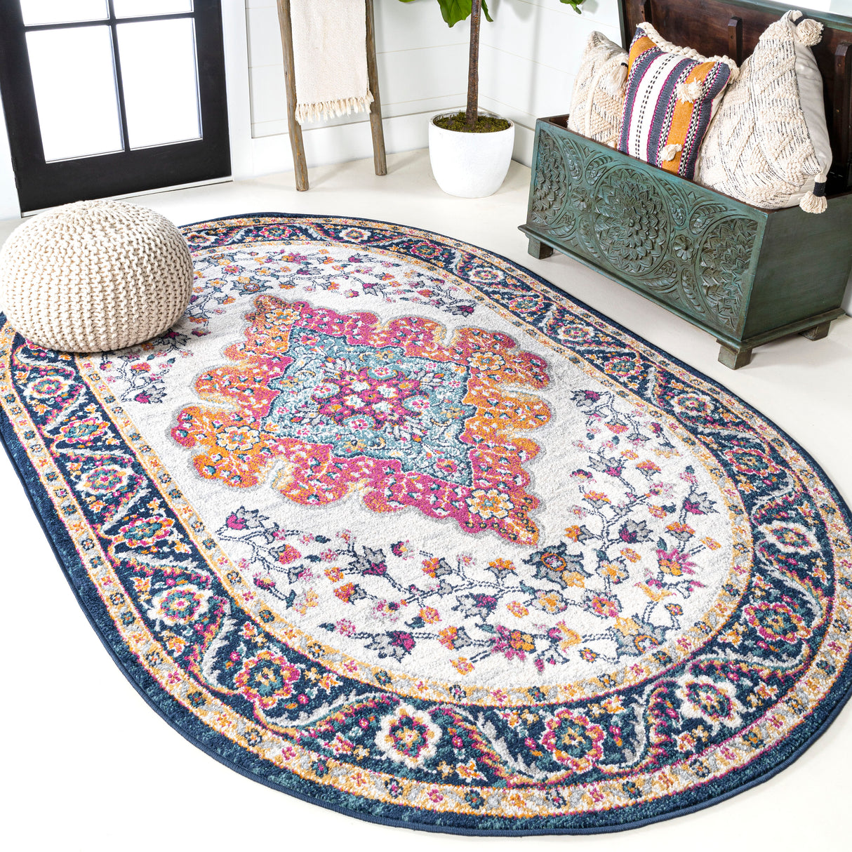 Bohemian-FLAIR-Boho-Vintage-Medallion-Oval-Area-Rug-Area-Rugs