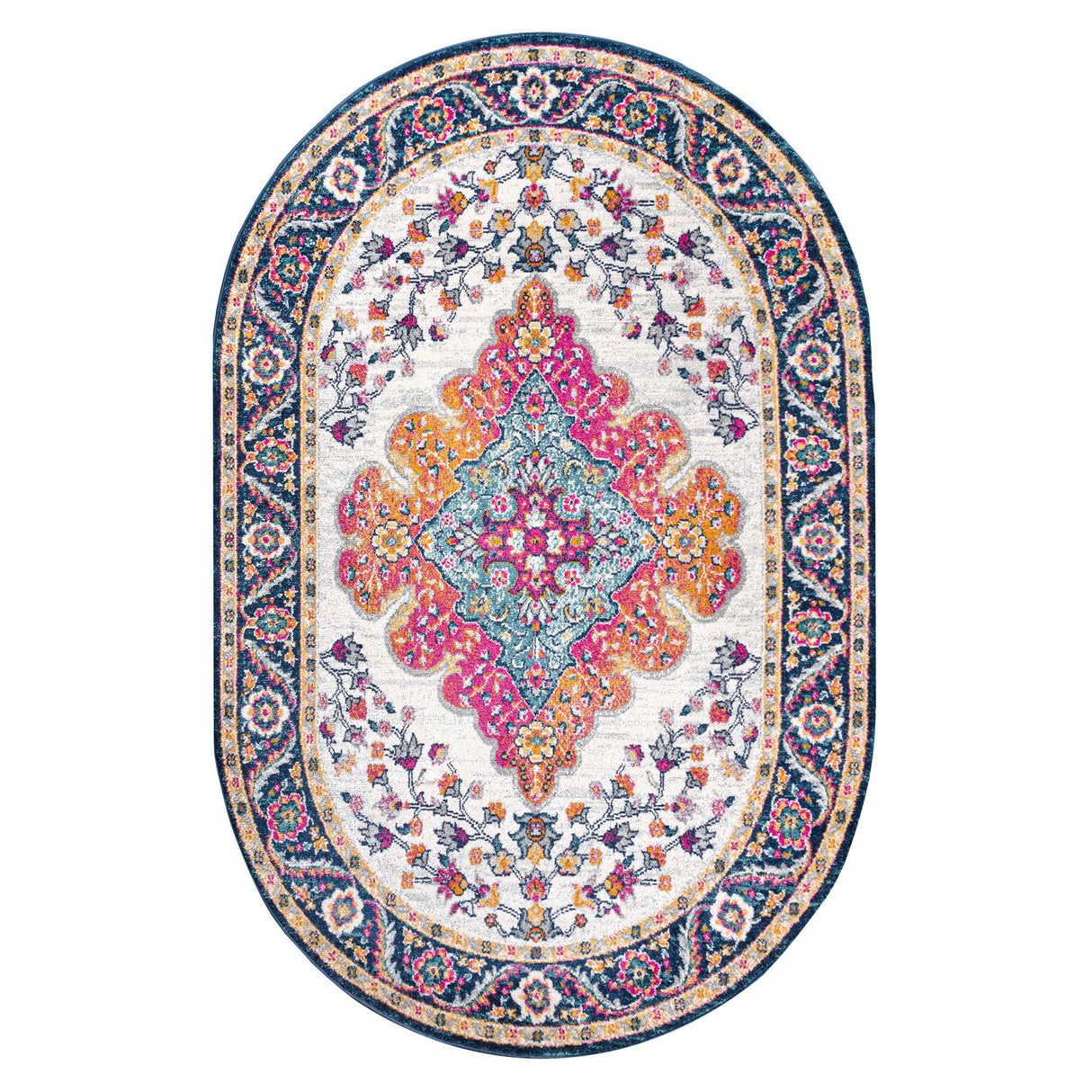 Bohemian FLAIR Boho Vintage Medallion Oval Area Rug