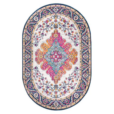 Bohemian FLAIR Boho Vintage Medallion Oval Area Rug