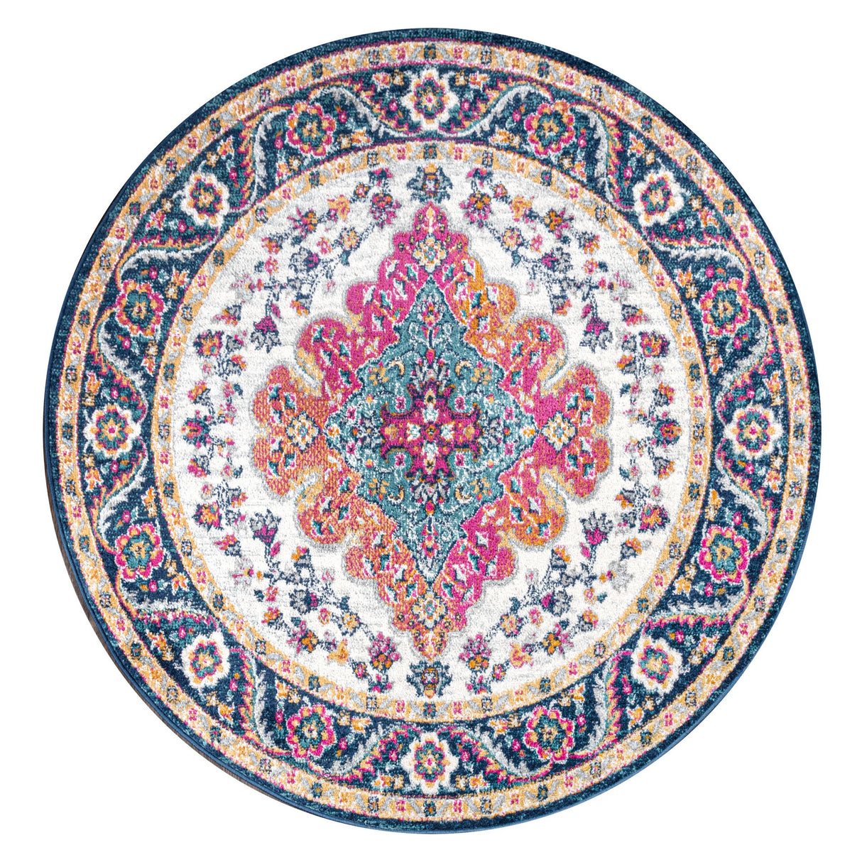 Bohemian FLAIR Boho Vintage Medallion Round Area Rug