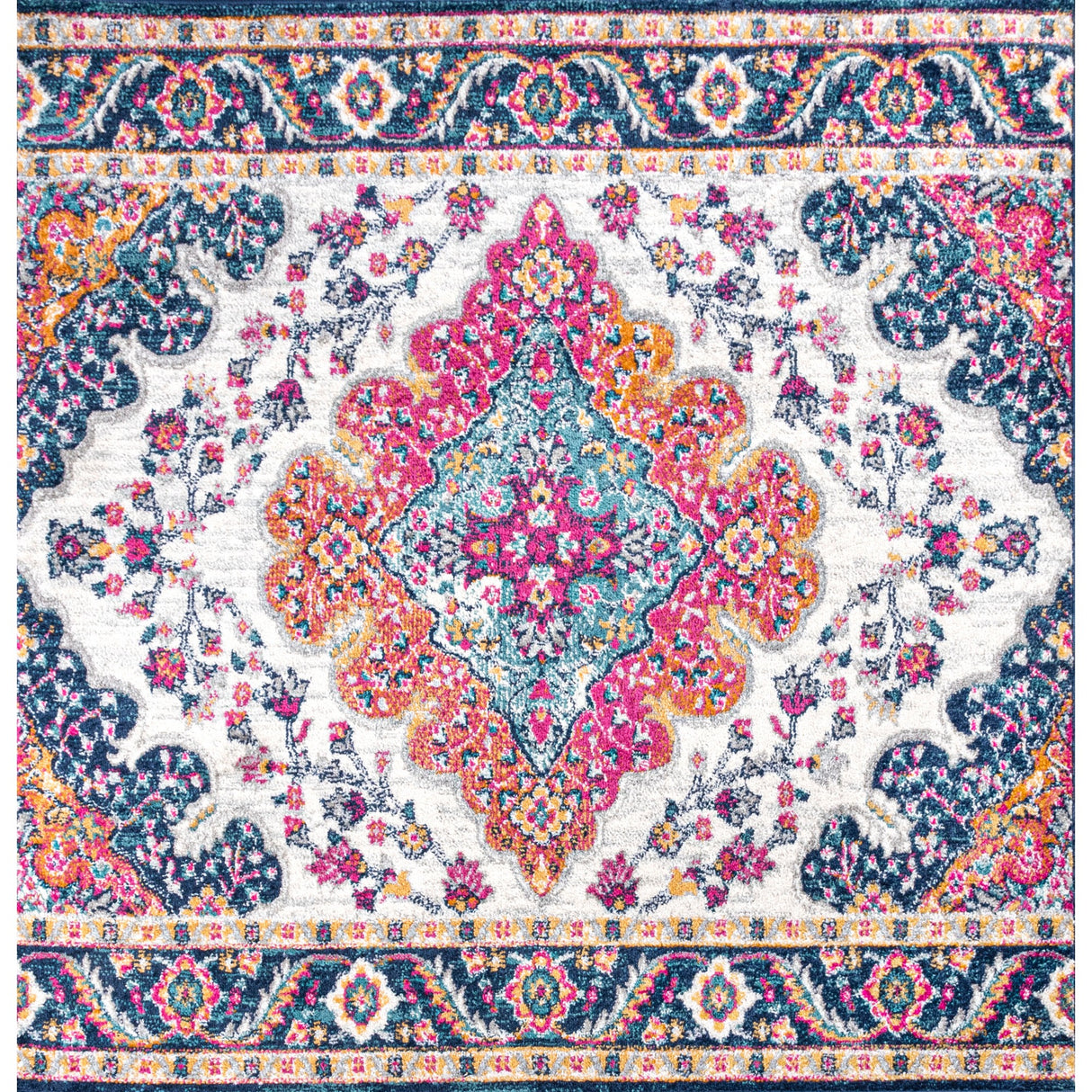 Bohemian FLAIR Boho Vintage Medallion Square Area Rug