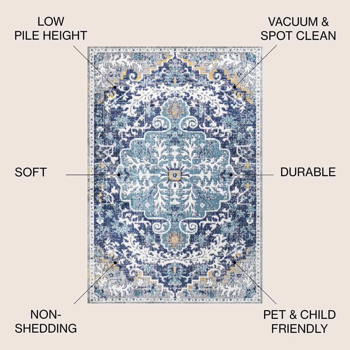 Anaise Ornate Boho Medallion Area Rug