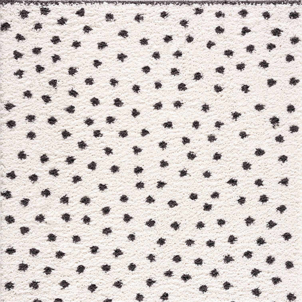 Chaia Dotted Black & White Plush Rug