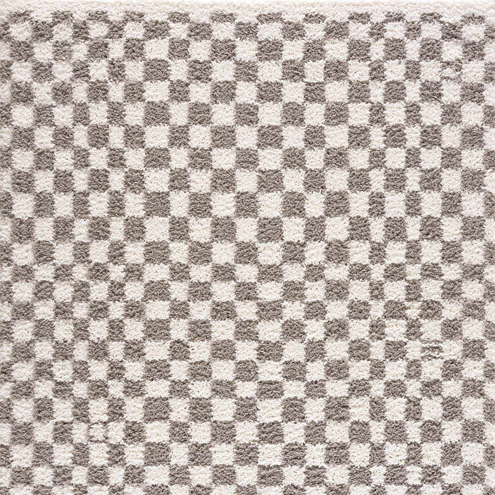 Kieu Taupe Checkered Plush Rug
