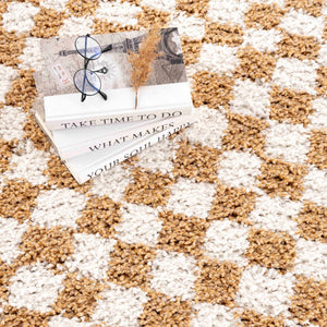 Kieu Mustard & Ivory Checkered Area Rug