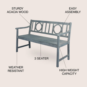 Apollo 3-seat circle-back support acacia wood outdoor garden patio bench