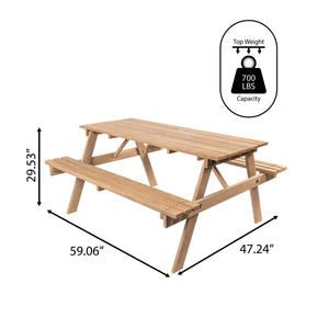 Shoreham Modern Classic Outdoor Wood Picnic Table with Umbrella Hole