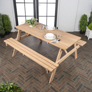 Shoreham Modern Classic Outdoor Wood Picnic Table with Umbrella Hole