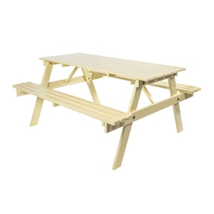 Shoreham Modern Classic Wood Picnic Table & Benches with Umbrella Hole