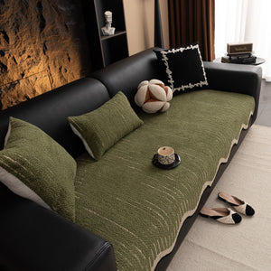 Textured Sofa Seat Cover with Wave Edge – Non-Slip, Washable Couch Throw Protector