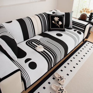 Modern Geometric Sofa Cover - Thick Woven, Pet Friendly, Stylish Couch Protector
