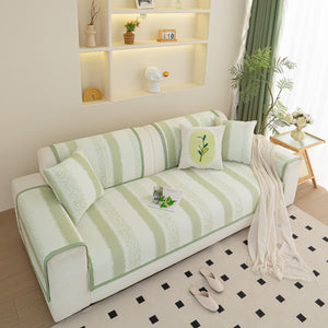 Striped Non-Slip Cooling Couch Cover, Summer Couch Pads for Seat Back Armrest
