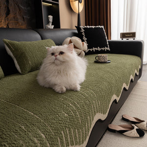 Textured Sofa Seat Cover with Wave Edge – Non-Slip, Washable Couch Throw Protector