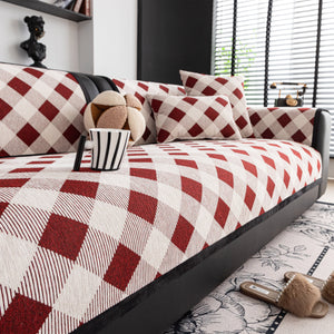 Non-Slip Chenille Sofa Slipcover Modern Geometric Sofa Protector Fits Most Sofas
