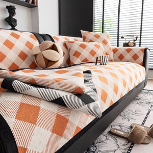 Non-Slip Chenille Sofa Slipcover Modern Geometric Sofa Protector Fits Most Sofas