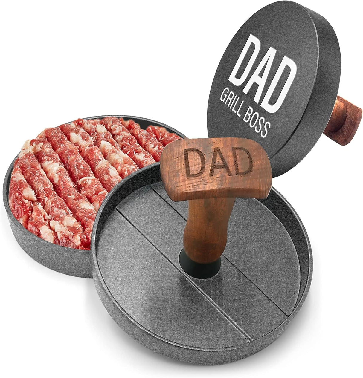 Grilling-Gift-for-Dad,-Non-Stick-Hamburger-Press-Patty-Maker,-Aluminum-BBQ-Burger-Mold-“Dad-Grill-Boss”-for-Fathers-Day/Birthday-Boxed-