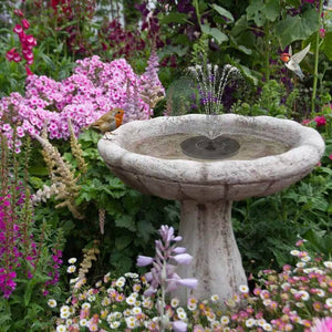 Solar Powered Birdbath to Water Fountain Kit with 4 Nozzle Heads