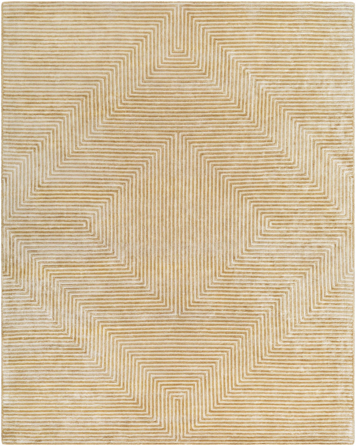 Quartz Patterned Sheen Beige Viscose Rug