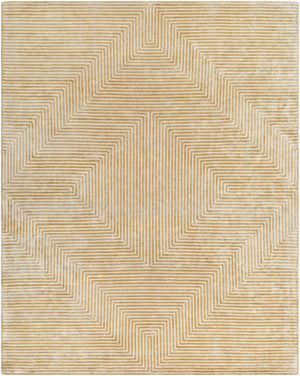 Quartz Patterned Sheen Beige Viscose Rug