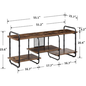 Modern Industrial Metal Wood Entertainment Center TV Stand for TV up to 60-inch