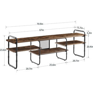 Industrial Modern Metal Wood Entertainment Center TV Stand for TV up to 75-inch