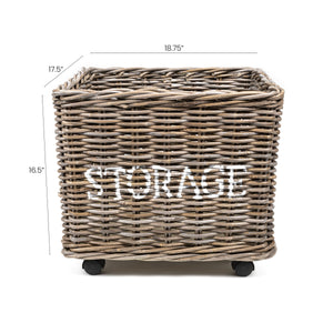 Yael TORAGE" Rattan Basket with Wheels and Handles