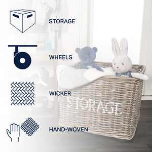 Yael TORAGE" Rattan Basket with Wheels and Handles