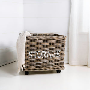 Yael TORAGE" Rattan Basket with Wheels and Handles