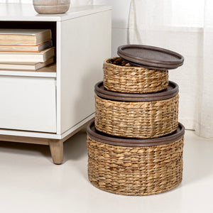 Gouda-Southwestern-Hand-Woven-Hyacinth-Circular-Nesting-Baskets-with-Wood-Lids-Boxes-&-Storage