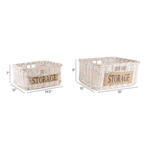 Reed Southwestern Hand-Woven Rattan Nesting Baskets with Handles