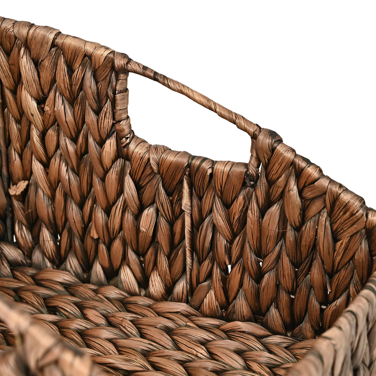 Havanah Southwestern Handwoven Hyacinth Slanted Pantry Baskets with Handles (Set of 2)