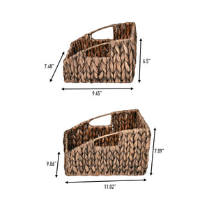 Havanah Southwestern Handwoven Hyacinth Slanted Pantry Baskets with Handles (Set of 2)