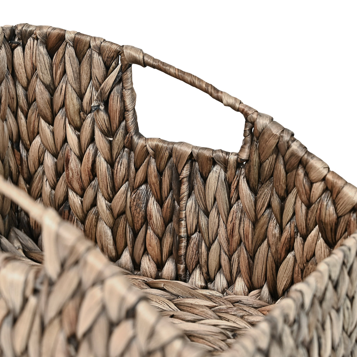 Havanah Southwestern Handwoven Hyacinth Slanted Pantry Baskets with Handles (Set of 2)
