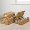Sandrine Classic Farmhouse Handwoven Hyacinth Storage Baskets with Handles and Lids (Set of 3)