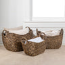 Nellie Farmhouse Classic Handwoven Hyacinth Storage Boat Baskets with Handles (Set of 3)