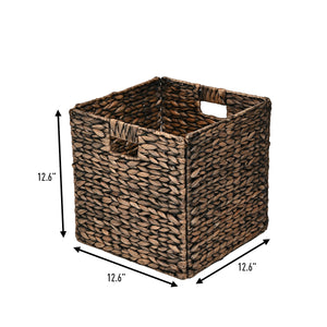 Bryce Classic Farmhouse Handwoven Hyacinth Collapsible Storage Cube Baskets with Handles (Set of 5)