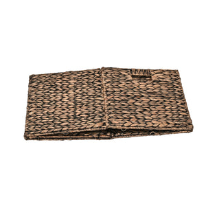 Bryce Classic Farmhouse Handwoven Hyacinth Collapsible Storage Cube Baskets with Handles (Set of 5)