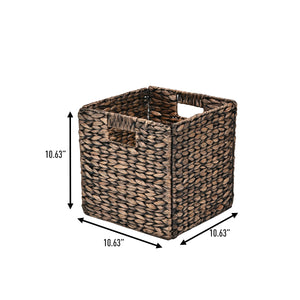 Bryce Classic Farmhouse Handwoven Hyacinth Collapsible Storage Cube Baskets with Handles (Set of 5)
