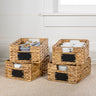Lane Classic Farmhouse Handwoven Hyacinth Pantry Baskets with Chalkboard Labels and Handles (Set of 4)