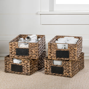 Lane-Classic-Farmhouse-Handwoven-Hyacinth-Pantry-Baskets-with-Chalkboard-Labels-and-Handles-(Set-of-4)-Decorative-Baskets-&-Storage