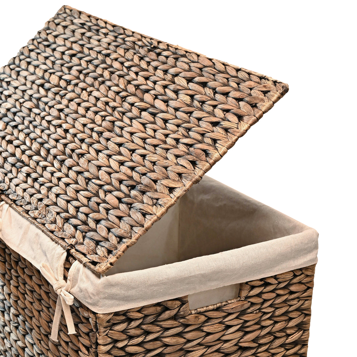 Sawyer Classic Farmhouse Handwoven Hyacinth 2-Section Collapsible Laundry Hamper with Washable Liner