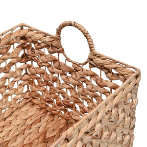 Quinn Bohemian Cottage Woven Hyacinth Rectangular Storage Baskets with Handles (Set of 3)