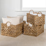 Quinn Bohemian Cottage Woven Hyacinth Rectangular Storage Baskets with Handles (Set of 3)